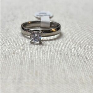 CZ solitaire ring in stainless steel